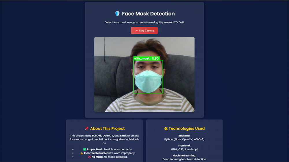 Face mask detection — training run