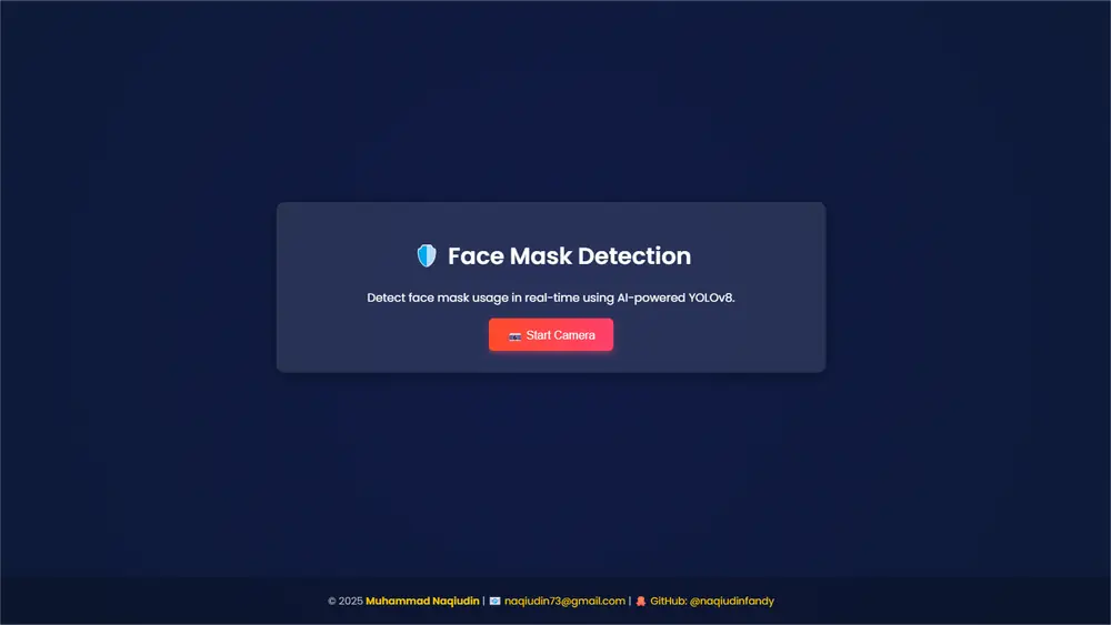 Face mask detection interface