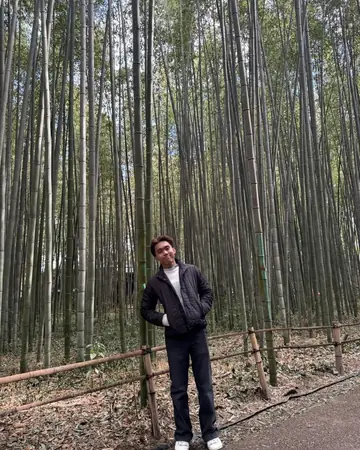 Naqiudin in a bamboo forest in Japan