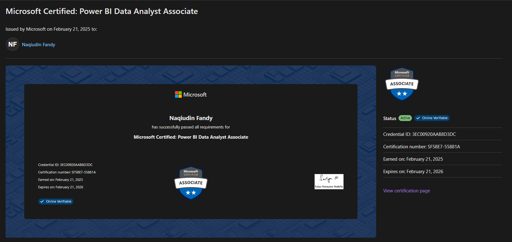 Microsoft Power BI Certificate