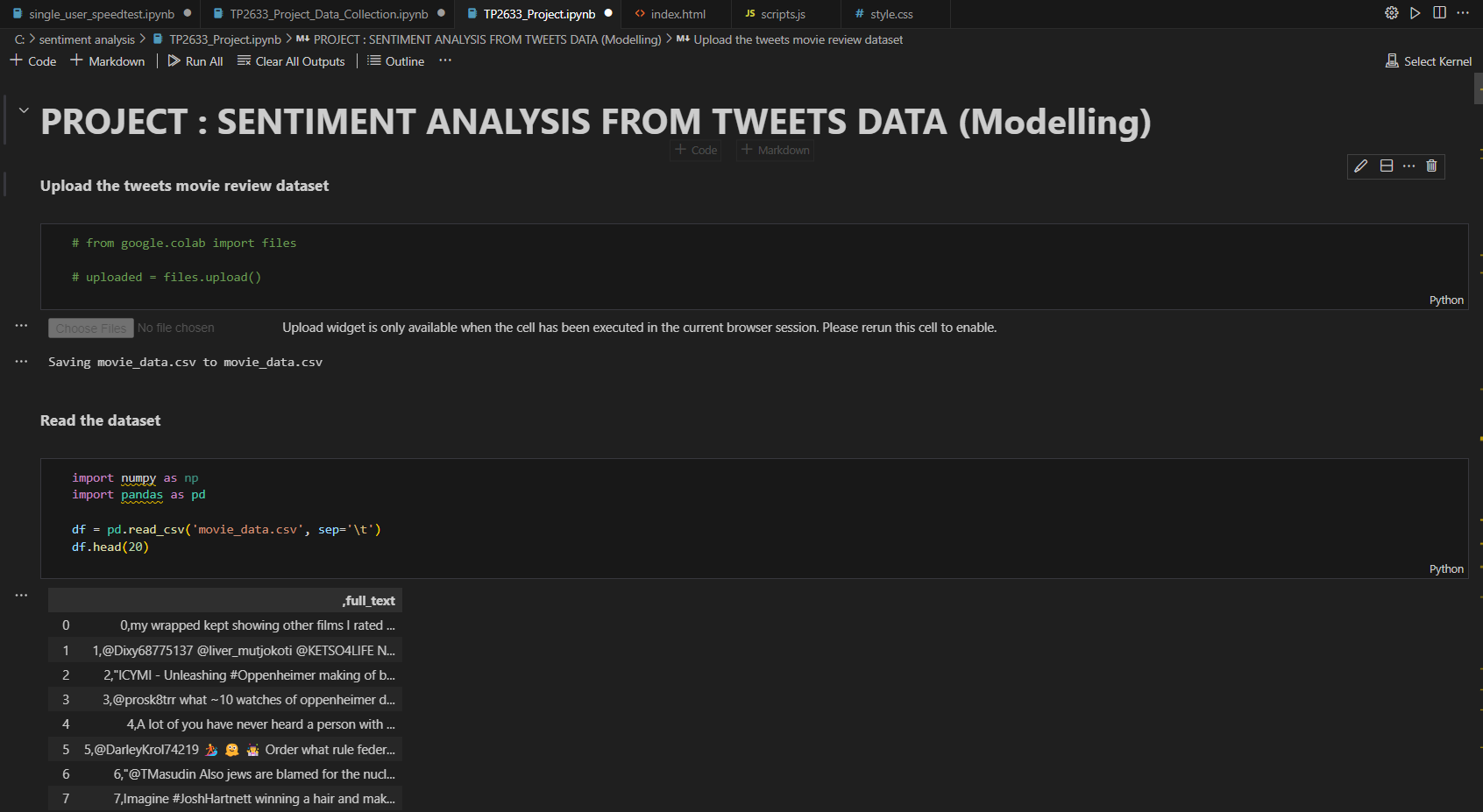 Sentiment Analysis from Tweets