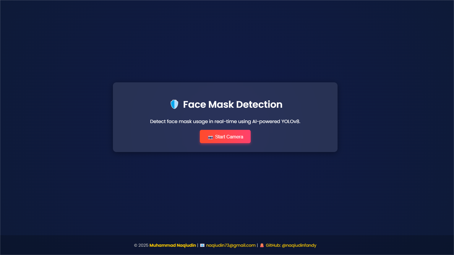 YOLO Face Mask Detection - UI 1