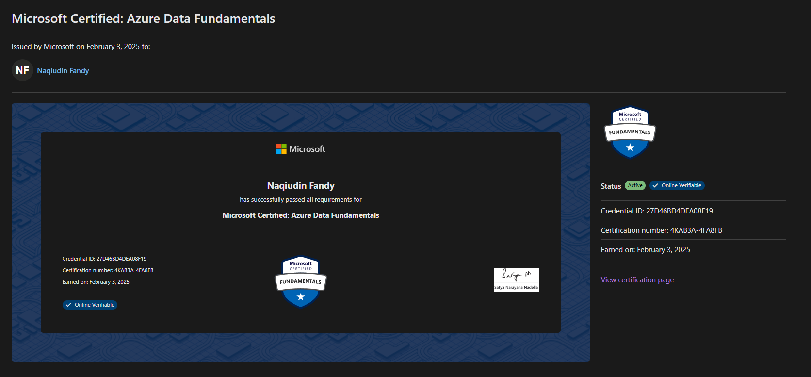 Microsoft Certified: Azure Data Fundamentals